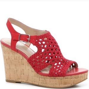 Red Tan Wedge Sandals Beachy Classic